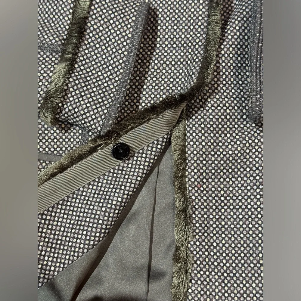 Armani Collezioni Women’s Wool Blazer Fringe Shimmer‎ Polkadot Size 10